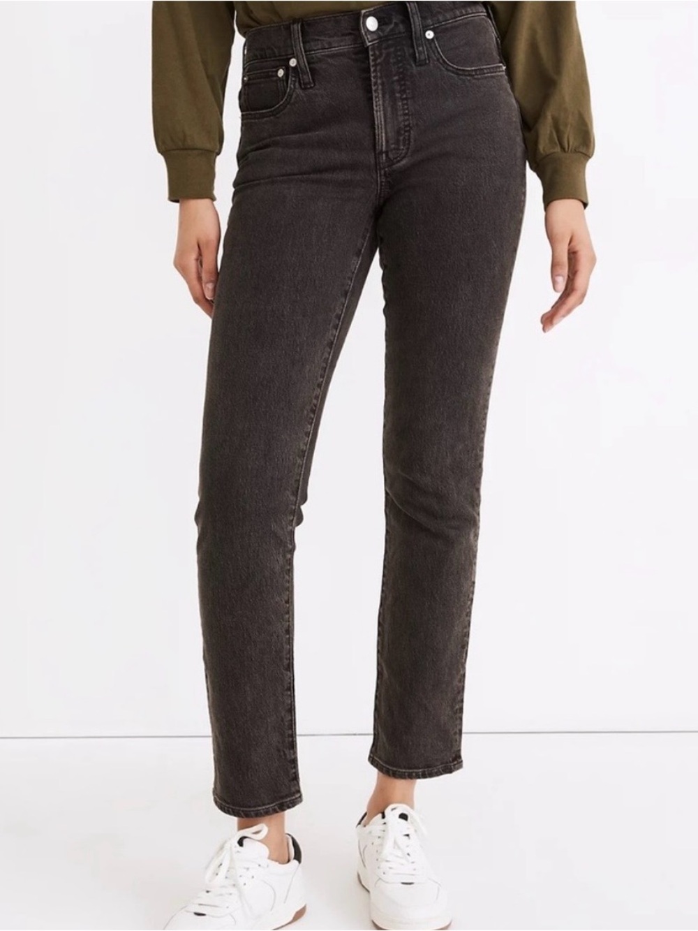 Madewell Washed Black Straight-Leg Jeans - Picture 1 of 7